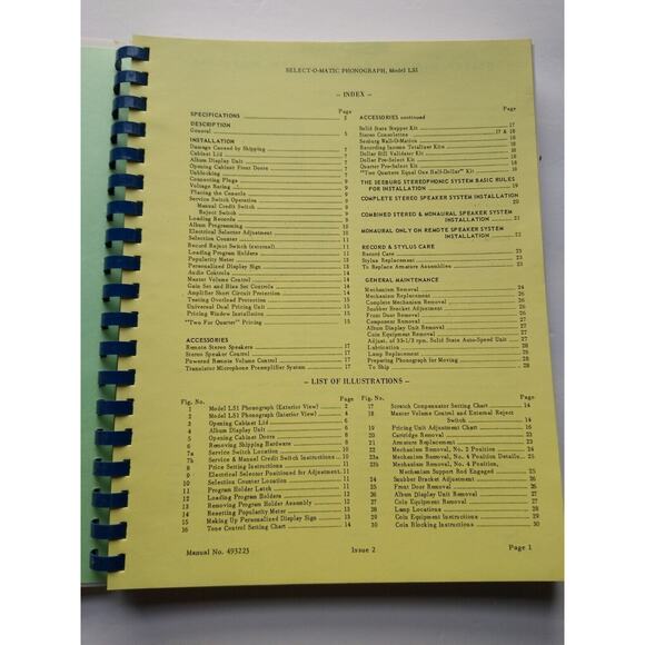 Seeburg Model LS1 Jukebox Operation Installation Service Repair Phono Manual - Picture 2 of 6